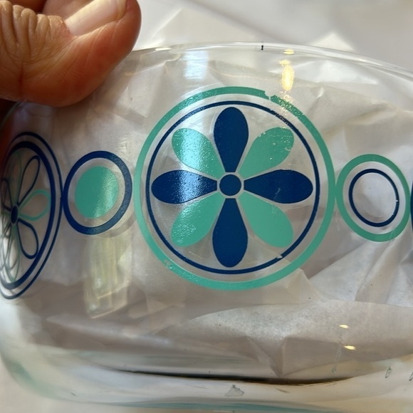 Pyrex Set of 3 Glass Turquoise Blue Pinwheel Serving Bowls - Picture 8 of 13
